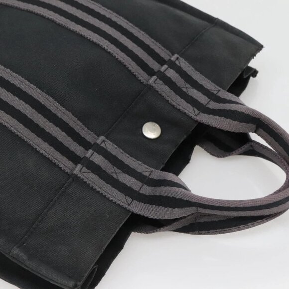 HERMES Fourre Tout PM Hand Bag Canvas Black Gray Auth 136542 - Picture 7 of 16